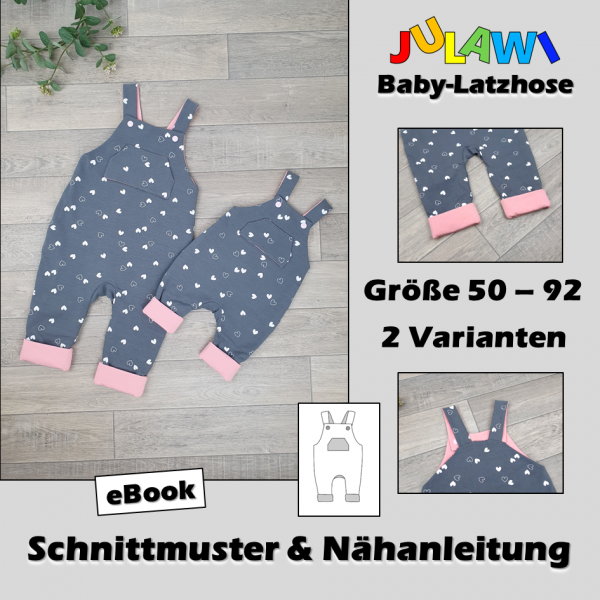 JULAWI Baby-Latzhose eBook Schnittmuster Gr 50 - 92